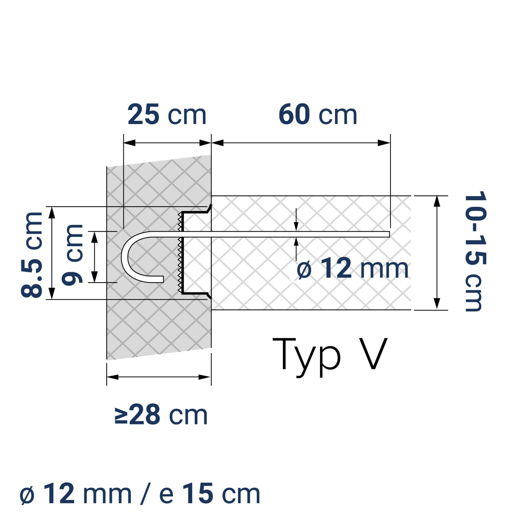 A400100040 7640344578112 BE-BOX® Bewehrungsbox Position 4 | V-09-12/15-h25-lb60 | 125 cm | 6.46 kg/m