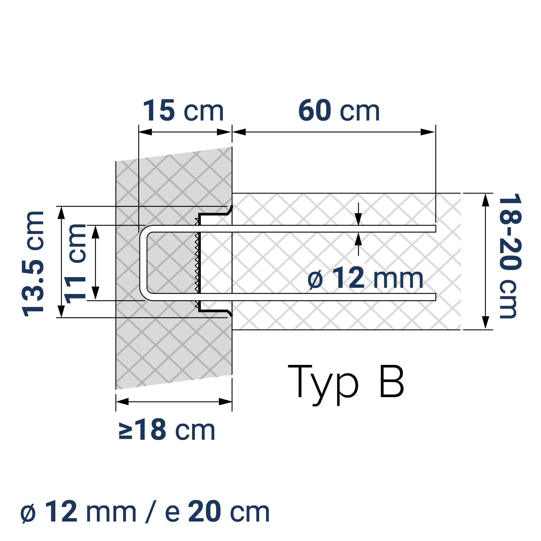 A400110147 7640425413356 BE-BOX® Bewehrungsbox Position Q / L 147 | B-11-12/20-h15-lb60 | 125 cm | 7.68 kg/m